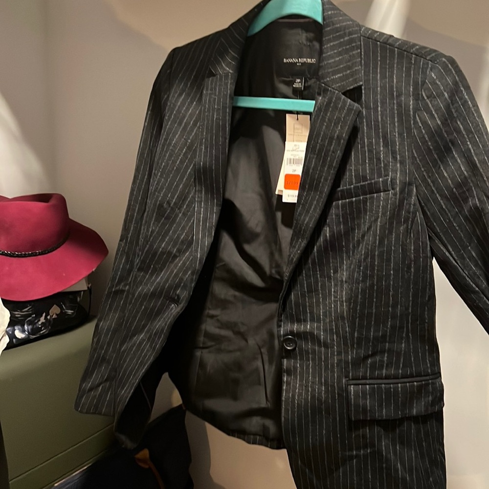 Blazer black and gray pinstripe never worn J Crew with tags